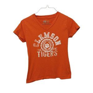 Russell Clemson University Its About Pride V Neck Orange T Shirt Women's Sz S